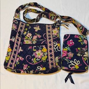 Vera Bradley Floral Quilted Crossbody Bag and Wallet Set